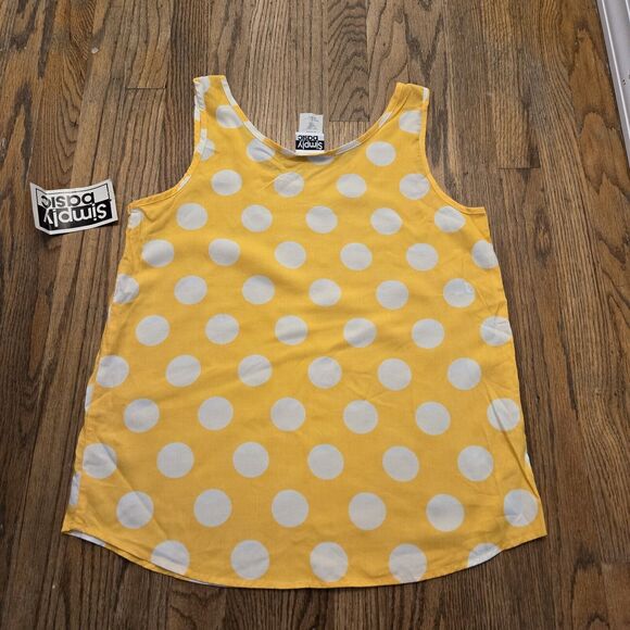 Vintage Simply Basic Womens Medium Polka Dot Yellow Tank Top - Picture 6 of 6